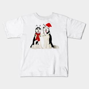 cute winter huskies, Husky in the Santa Claus hat Kids T-Shirt